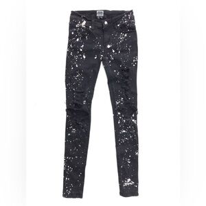 TRIPP NYC Black Distressed Skinny Jeans with Cream Colored Splatter Paint